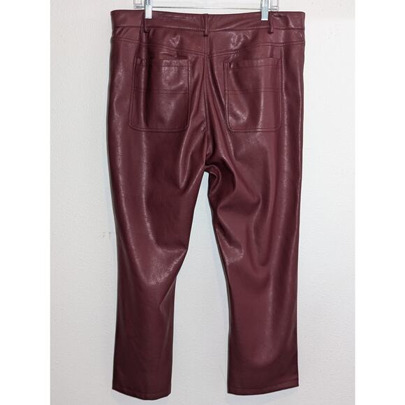 Forever 21 Burgundy Faux Leather Slim-Fit Pants Size 38 - Picture 4 of 5